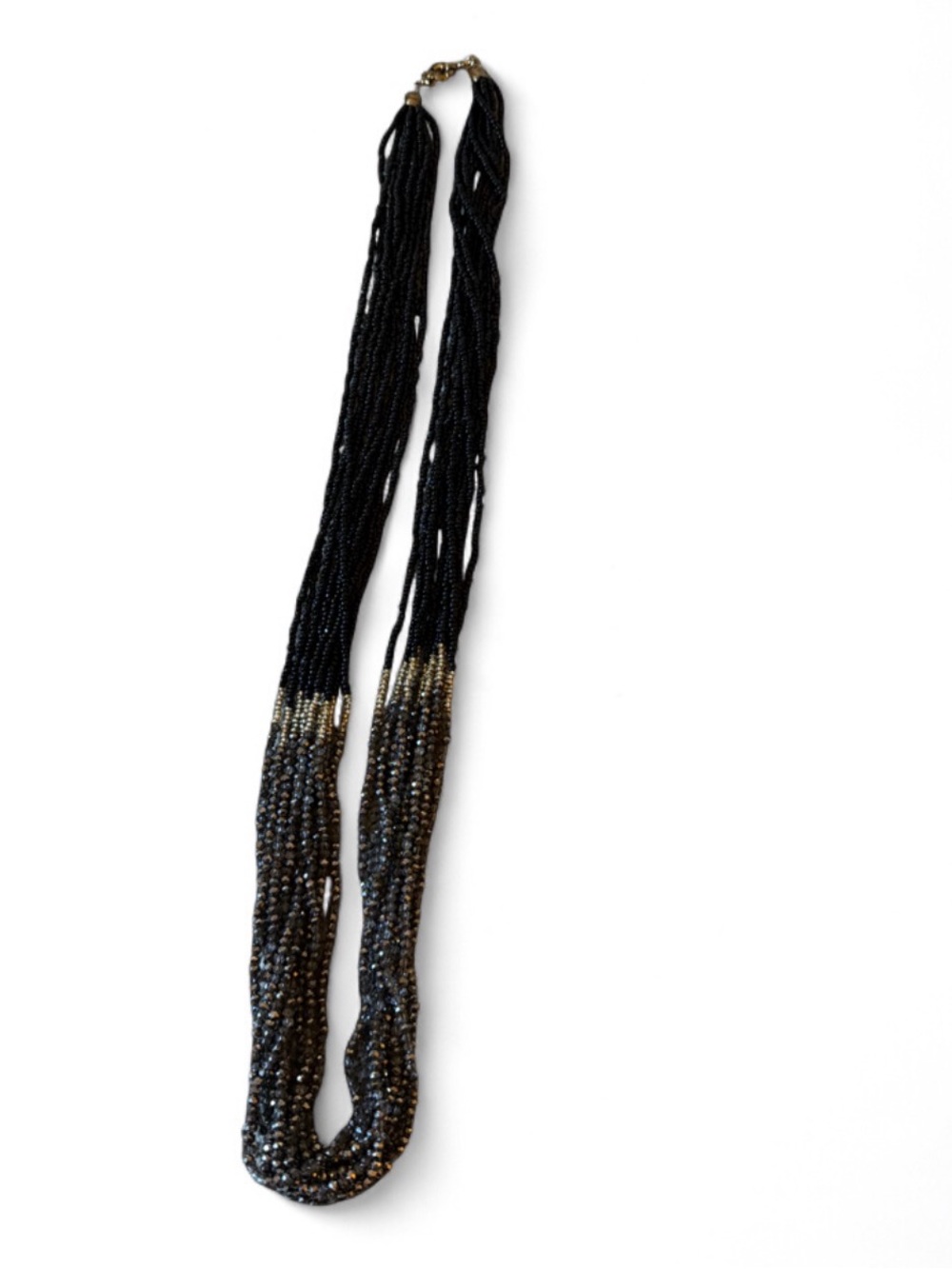 LOFT Black and Gold Multi-Strand Seed Bead Necklace